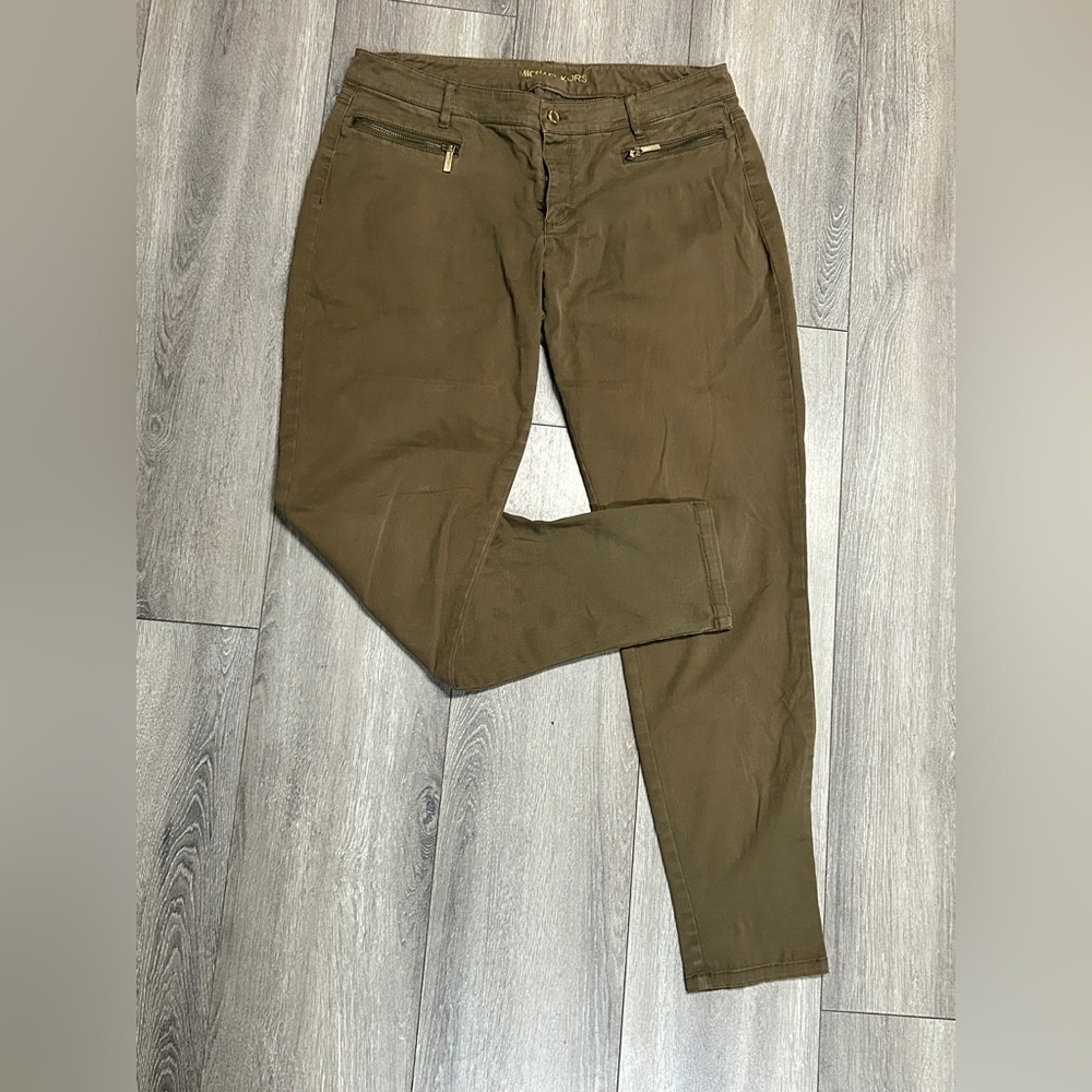 Michael Kors olive safari izzy skinny jeans size 10 - Picture 2 of 10